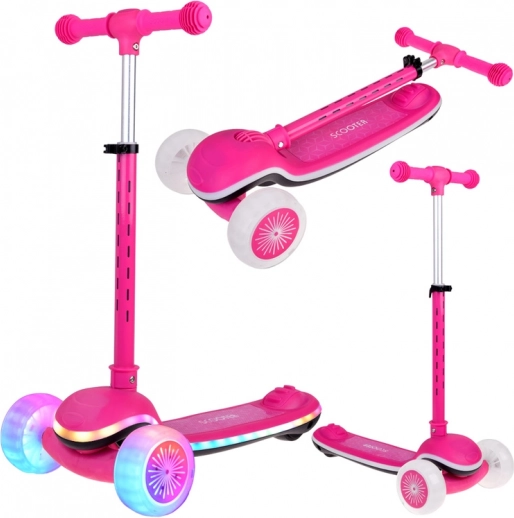 Monopattino bilanciato a tre ruote per bambini Scooter con luci LED e musica – Rosa