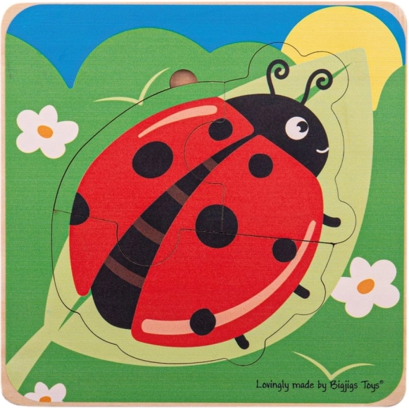 Bigjigs Toys behelyezős puzzle – életciklusok – Katicabogár