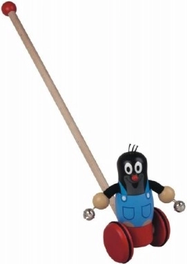 Wooden Push Toy Mole with Jingle Bells