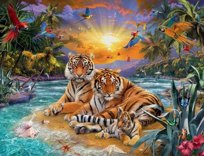 Diamond Painting Tiger Family 30x40 cm