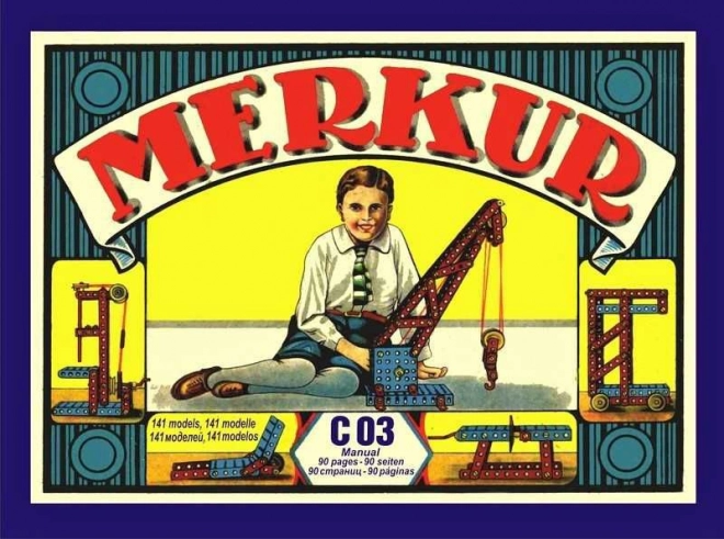 Gradbeni set MERKUR Classic C03 – kovinski retro komplet, 141 modelov