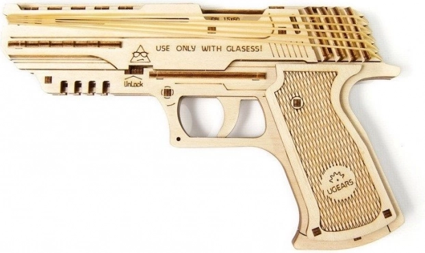 wooden 3D puzzle UGEARS pistol Wolf-01