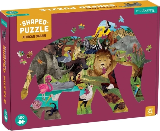 African Safari Elephant-Shaped Puzzle, 300 Pieces