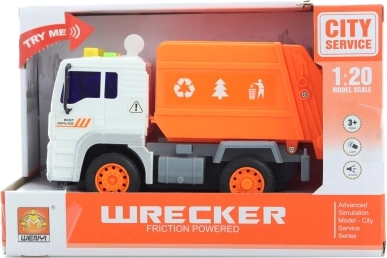 Battery-powered garbage truck with lights and sounds