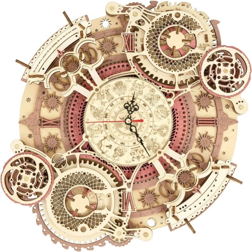 3D Puzzle Mécanique en Bois Horloge avec Calendrier