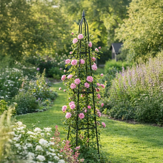 Elegante elemento verticale per rose e piante rampicanti
