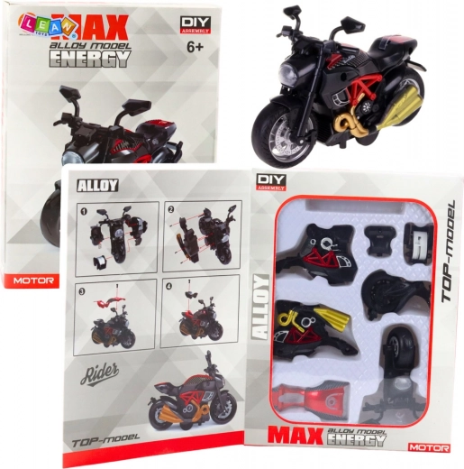 Kovový DIY motocykel 1:14 červený