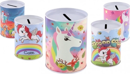 Metalen spaarpot met eenhoornmotief