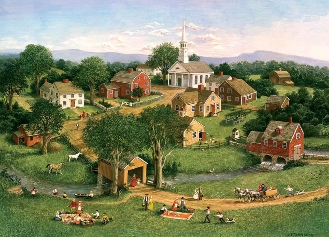 Puzzle Picnic at the Bridge 1000 Pieces by Cobble Hill