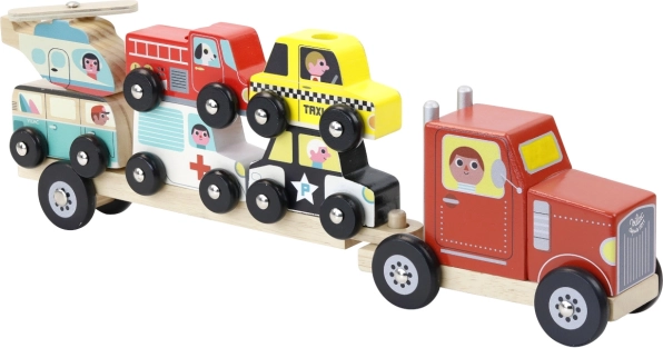 Vilac camion en bois avec petites voitures à emboîter