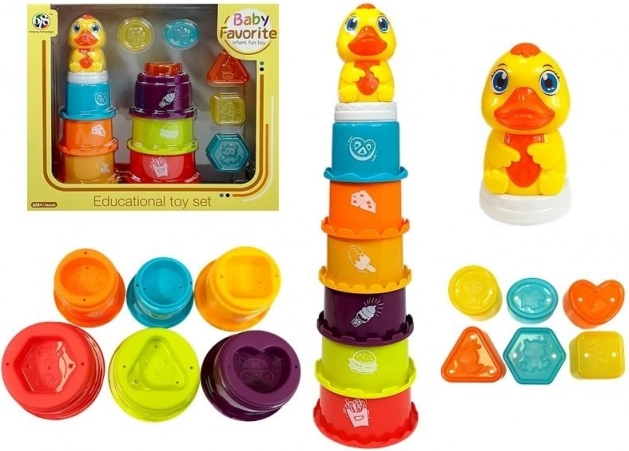Educational pyramid for children with cups and duck