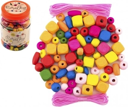 Colorful Wooden Beads with Elastic Bands