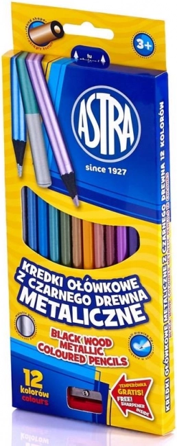 Astra metallic kleurpotloden 12 stuks met puntenslijper