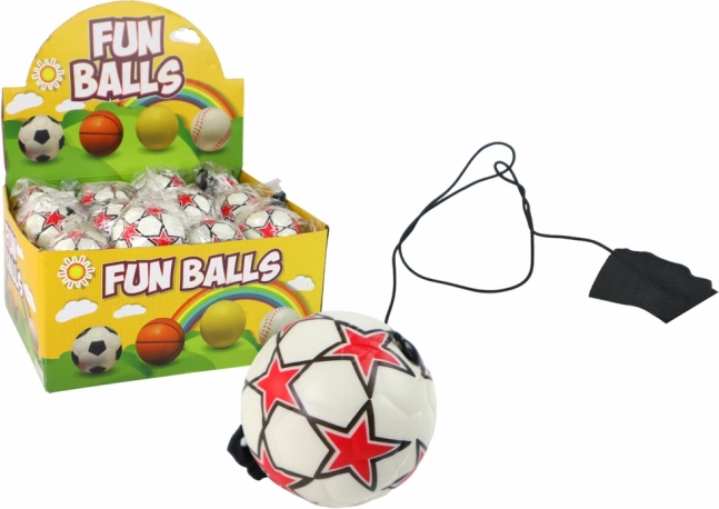 Football yo-yo ball on elastic, 6 cm – white with stars