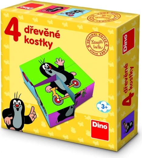 Drewniane obrazkowe klocki KRECIK – 4 klocki