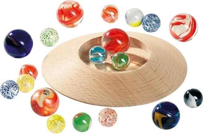 Goki glass marbles with cup