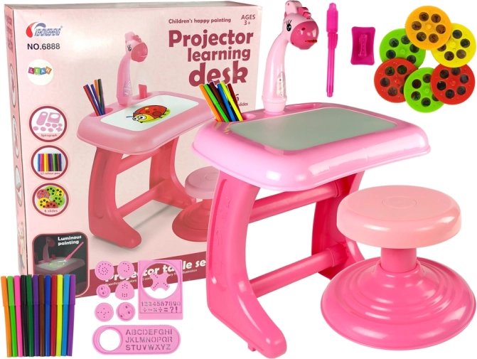 Pink drawing projector table