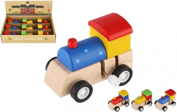 Wooden wind-up train 7 cm – colorful toy for kids