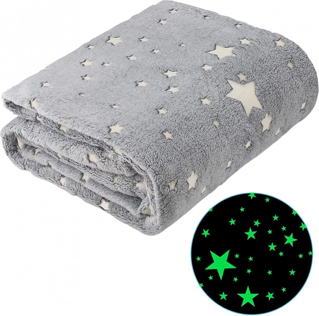 Coperta in pile luminosa con stelle 150 × 200 cm, grigia