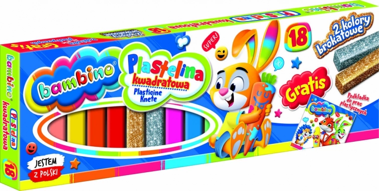 Firkantet modellervoks BAMBINO, 18 farver