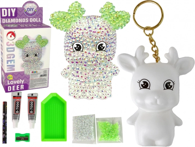 Set creativo DIY Ciondolo di cristallo renna 3D bianco
