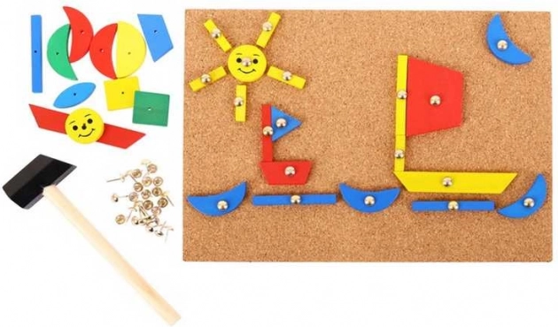 bigjigs toys ensemble créatif à marteler avec plaque de liège