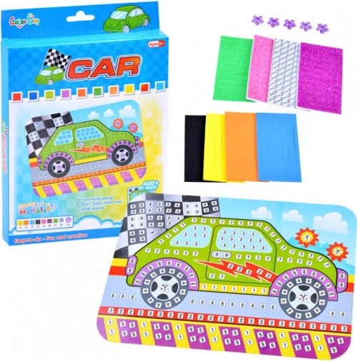 Kreativní pěnová mozaika auto – samolepkový set pro děti