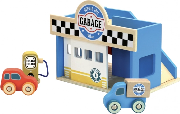Vilac small wooden Vilacity garage with cars