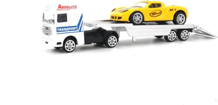Pull‑back tow truck with toy car – metal transporter