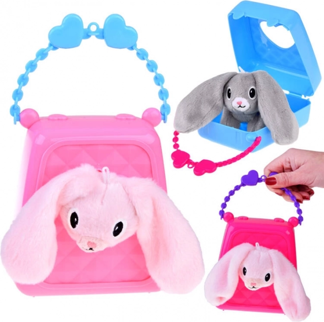 Borsa cucita con coniglietto di peluche carino