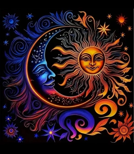 Pittura di diamanti Sole e Luna 30x40 cm