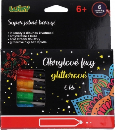 Acrylic Markers Glitter Set of 6 Pieces