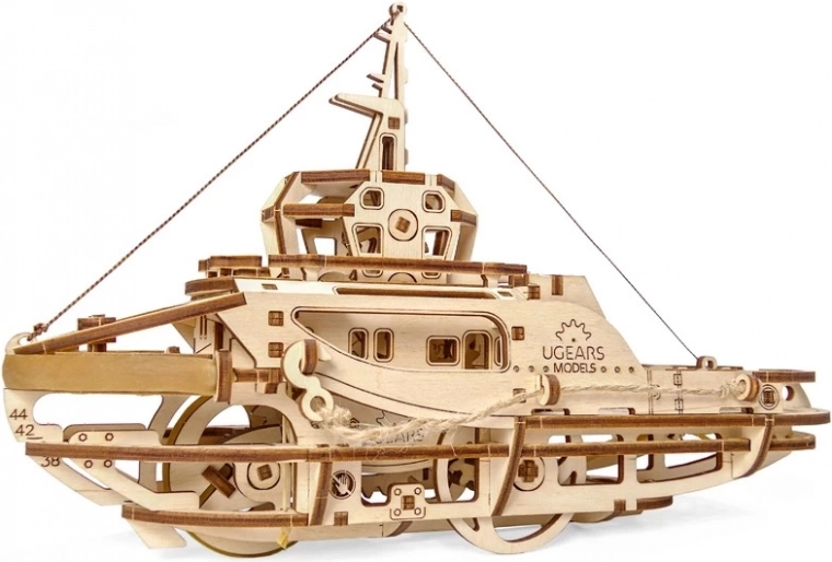 Ugears wooden mechanical puzzle tugboat
