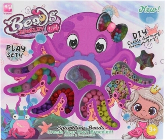 Plastové korálky v krabičce s motivem chobotnice