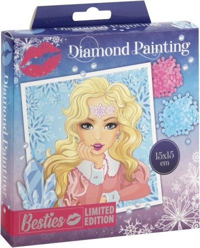 Besties Diamond Painting Kit with Frame, 15×15 cm