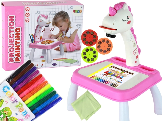 Unicorn Drawing Projector with Table and Flat Board – Pink