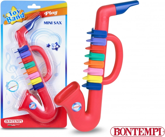 Sassofono di plastica rosso per bambini con 8 chiavi