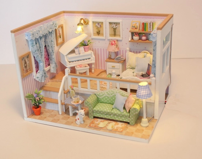 Maison miniature Le foyer de tes rêves – kit créatif DIY avec éclairage LED