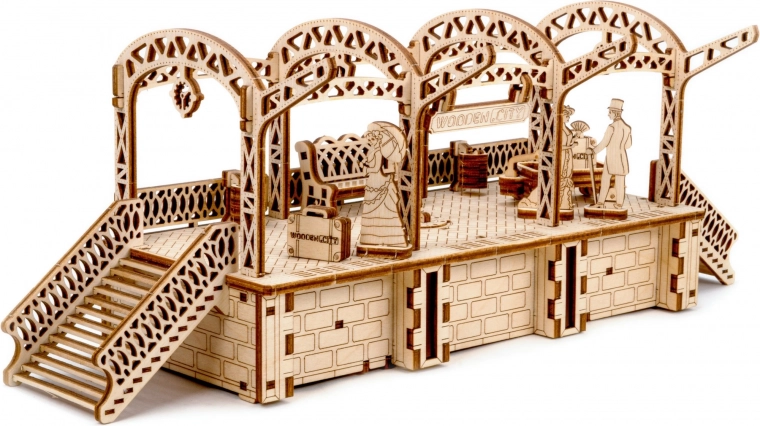 WOODEN CITY Wooden 3D Puzzle Railway Station, 175 pieces