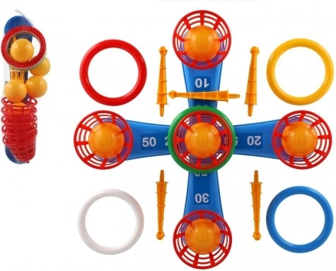 Jeu de lancer pour enfants avec anneaux et panier avec balles en filet