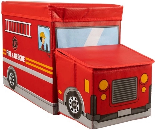 Textile toy box fire truck