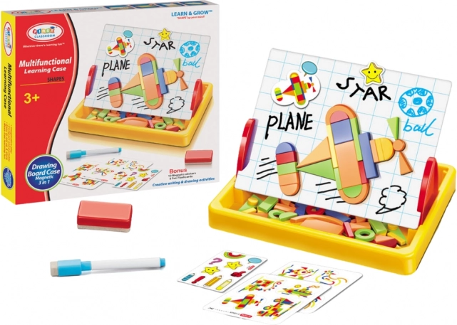 Magnetic Drawing Board with Geometric Shapes and Magnets