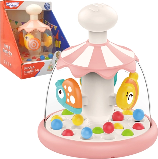 Woopie baby carousel bubble – pink spinning top with animals and balls
