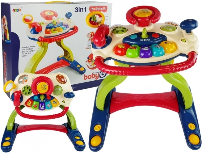 Interactive Walker with Steering Wheel 3 in 1 for Infants