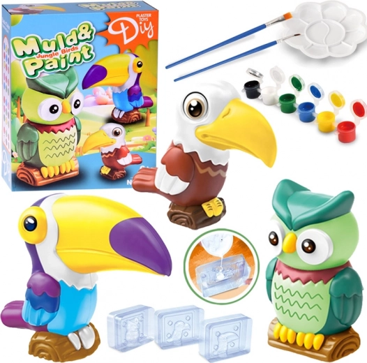 Creatieve DIY-set – giet en schilder kleurrijke jungle-vogels