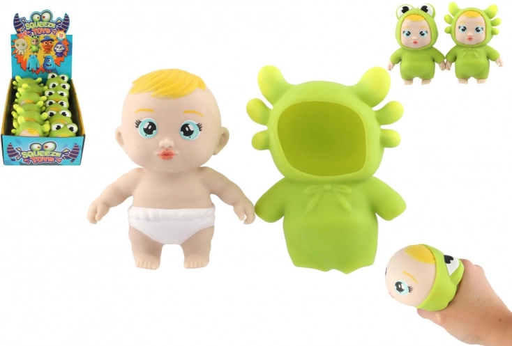 Anti-stress Squeezable Silicone Toy – Baby in Animal Costume 14 cm