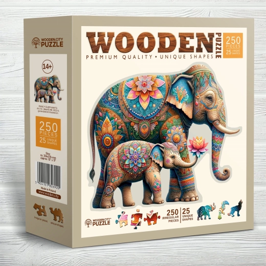 Wooden Puzzle Fashion Elephants 250 Pieces
