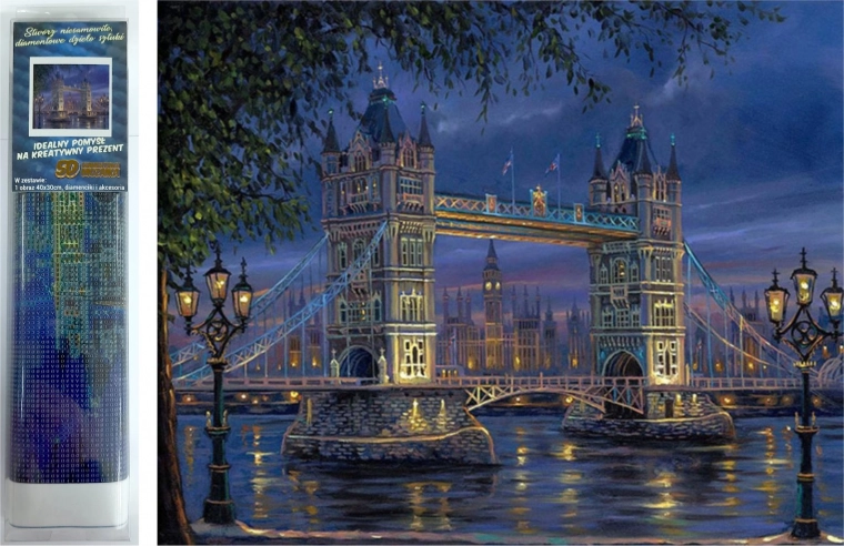 Diamond Painting Night Tower Bridge 30x40 cm