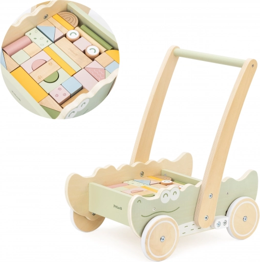 Wooden Cart for Blocks Viga Crocodile Walker
