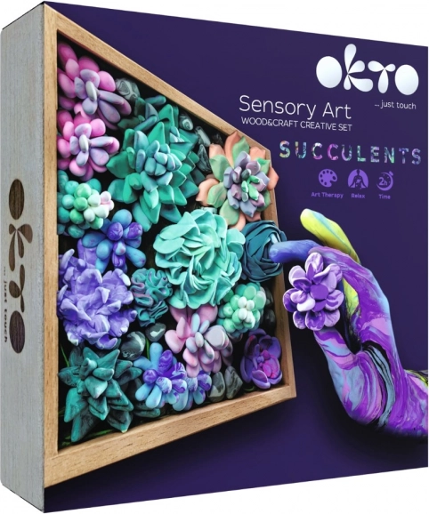 OKTO Tenderness art modeling set – succulents in a wooden frame 21 × 21 cm